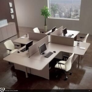 Poste de Travail Collaboratif 4 Postes Premium